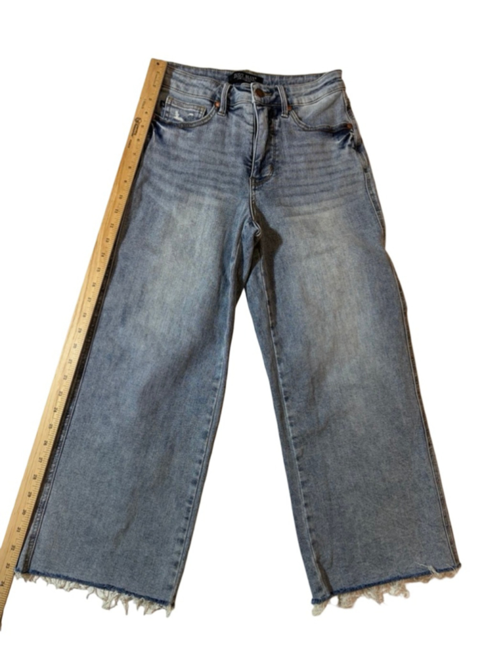 Judy Blue High Waist Wide Leg Crop Jeans Raw Hem Stretch Denim Size 7 28 - Picture 2 of 8